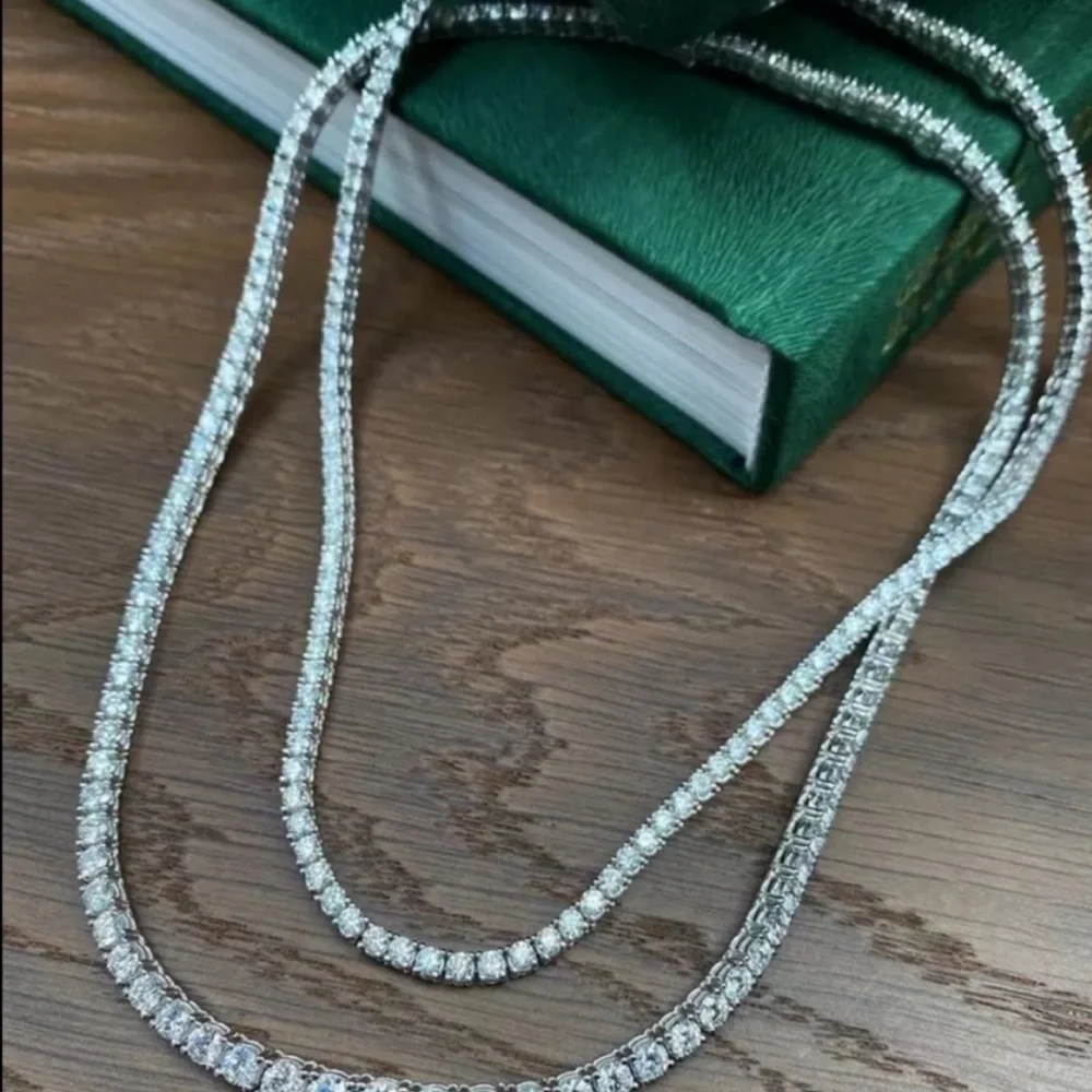 NEW “18” 925 STERLING SILVER DIAMOND CHOKER NECKLACE,NICE NECKLACE,CUTE NECKLACE - Picture 4 of 4
